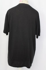 Women's vintage 1980's Soffe Shirts, Made in USA short sleeve black t-shirt in a polyester cotton blend.