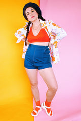 high waisted short shorts with white trim 1950's vintage women's