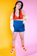 high waisted short shorts with white trim 1950's vintage women's