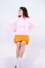 long sleeve acrylic baby pink cardigan sweater 1970's vintage