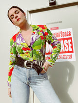 Long Sleeve Floral Printed Lightweight Blazer