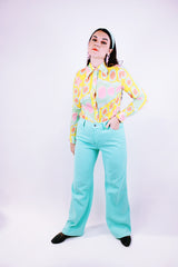 Teal Polyester Levi Flares