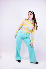 Teal Polyester Levi Flares