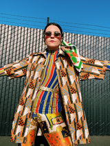 short sleeve abstract print button up shirt vintage 1970's