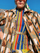 short sleeve abstract print button up shirt vintage 1970's