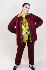 Women's or men's vintage 1970's Buckboard, Original Designs in Leather Goods label long sleeve raspberry maroon suede colored jacket.