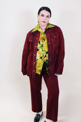 Women's or men's vintage 1970's Buckboard, Original Designs in Leather Goods label long sleeve raspberry maroon suede colored jacket.