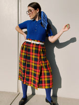 Plaid Wool Wrap Skirt
