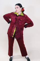 Women's or men's vintage 1970's Buckboard, Original Designs in Leather Goods label long sleeve raspberry maroon suede colored jacket.