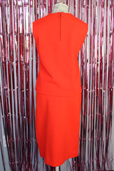 sleeveless acrylic coral orange top with all over sequins with matching pencil skirt vintage 1960's