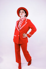 1980's women's vintage red set with pants and blazer
