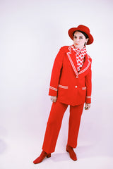 1980's women's vintage red set with pants and blazer