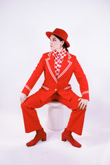 1980's women's vintage red set with pants and blazer