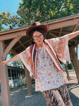 bell sleeve floral print square neck blouse vintage polyester