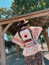 multi colored floral quilt sleeveless vest vintage 1970's