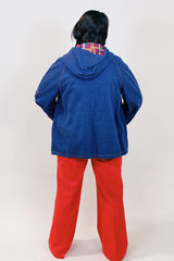 Women's vintage 1980's denim cotton long sleeve jacket with popper buttons up the front and two front pockets.