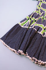 white, navy, and green 1950's western square dance dress puff sleeves knee length