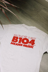 short sleeve white American top 40 1980's graphic tee