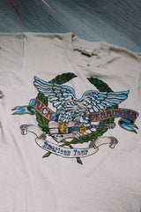 short sleeve tan colored rick derringer signed vintage tee 1982