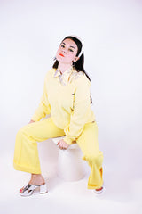 long sleeve vintage lacoste pullover sweater in pastel yellow