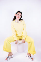 long sleeve vintage lacoste pullover sweater in pastel yellow