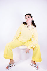 long sleeve vintage lacoste pullover sweater in pastel yellow