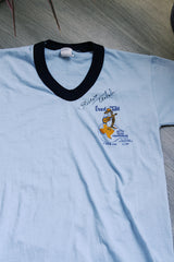 baby blue short sleeve v shaped neck vintage tee ernest tubb 1981