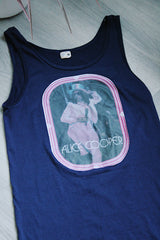 navy blue alice cooper cotton tank top from the 1970's