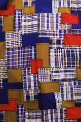 Patchwork Print Button Up Blouse