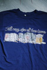 short sleeve navy blue graphic tee 1985