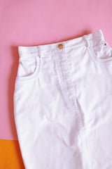 High Waisted White Denim Skirt