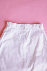 High Waisted White Denim Skirt