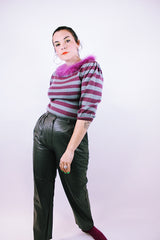 grey leather pants vintage women's 1980's