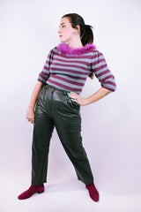 grey leather pants vintage women's 1980's