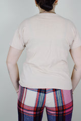 short sleeve tan colored cotton t-shirt Linda Ronstadt Heart Like A Wheel graphic on the front 1970's