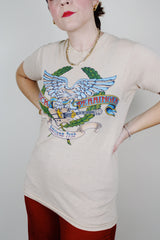 short sleeve tan colored rick derringer signed vintage tee 1982