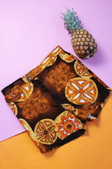 green and brown hawaiian print men's vintage 1970's swim trunks cotton