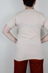 short sleeve tan colored rick derringer signed vintage tee 1982