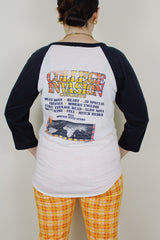 long sleeve black and white graphic baseball tee vintage 1984