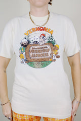 short sleeve off white cream graphic tee vintage 1980's