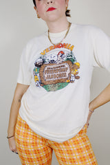 short sleeve off white cream graphic tee vintage 1980's