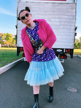 hot pink faux fur cropped reversible jacket women's vintage 1980's