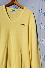 long sleeve vintage lacoste pullover sweater in pastel yellow