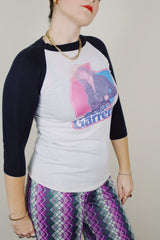 3/4 arm length black and white baseball tall 1970's Leif Garrett graphic