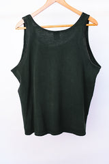 sleeveless oversized black tank top t-shirt with Hamm's on the front and bear surfing 1980's vintage