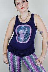 navy blue alice cooper cotton tank top from the 1970's