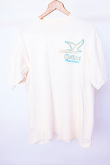 short sleeve cream white t-shirt with graphic on left chest vintage 1980's