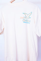 short sleeve cream white t-shirt with graphic on left chest vintage 1980's
