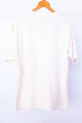 short sleeve cream white t-shirt with graphic on left chest vintage 1980's