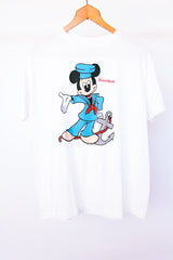 short sleeve white vintage 1980's t-shirt with mickey mouse graphic
